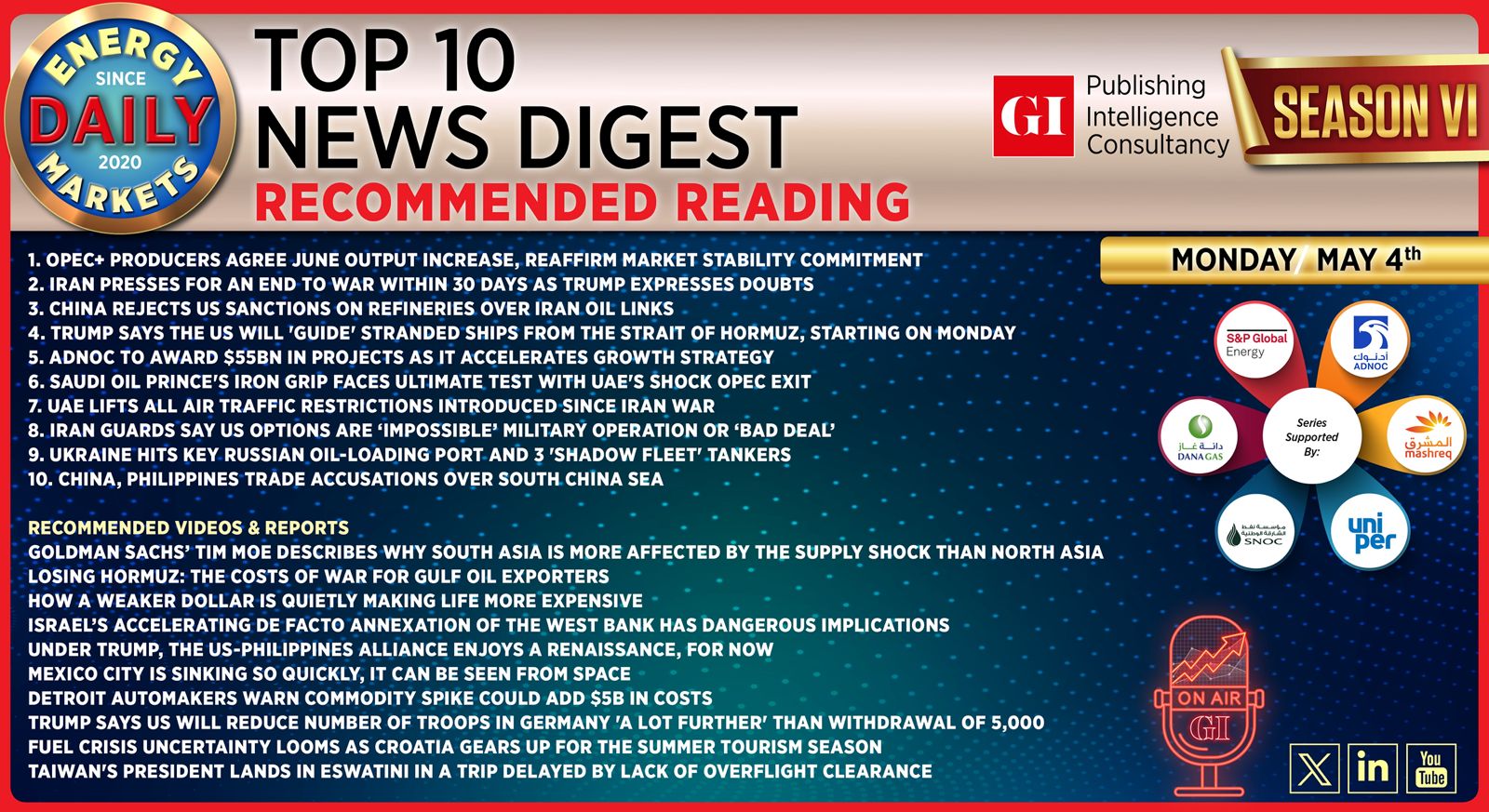 Top 10 - Daily Energy Markets News Digest: May 4, 2026