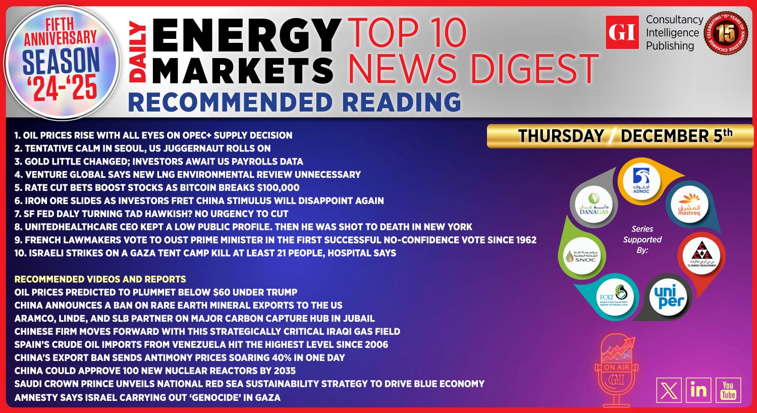Top 10 - Daily Energy Markets News Digest: December 5, 2024