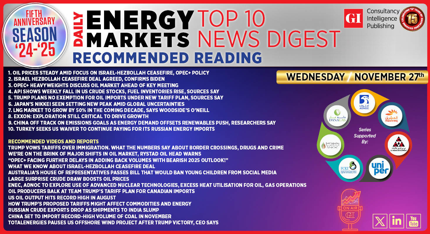 Top 10 - Daily Energy Markets News Digest: November 27, 2024