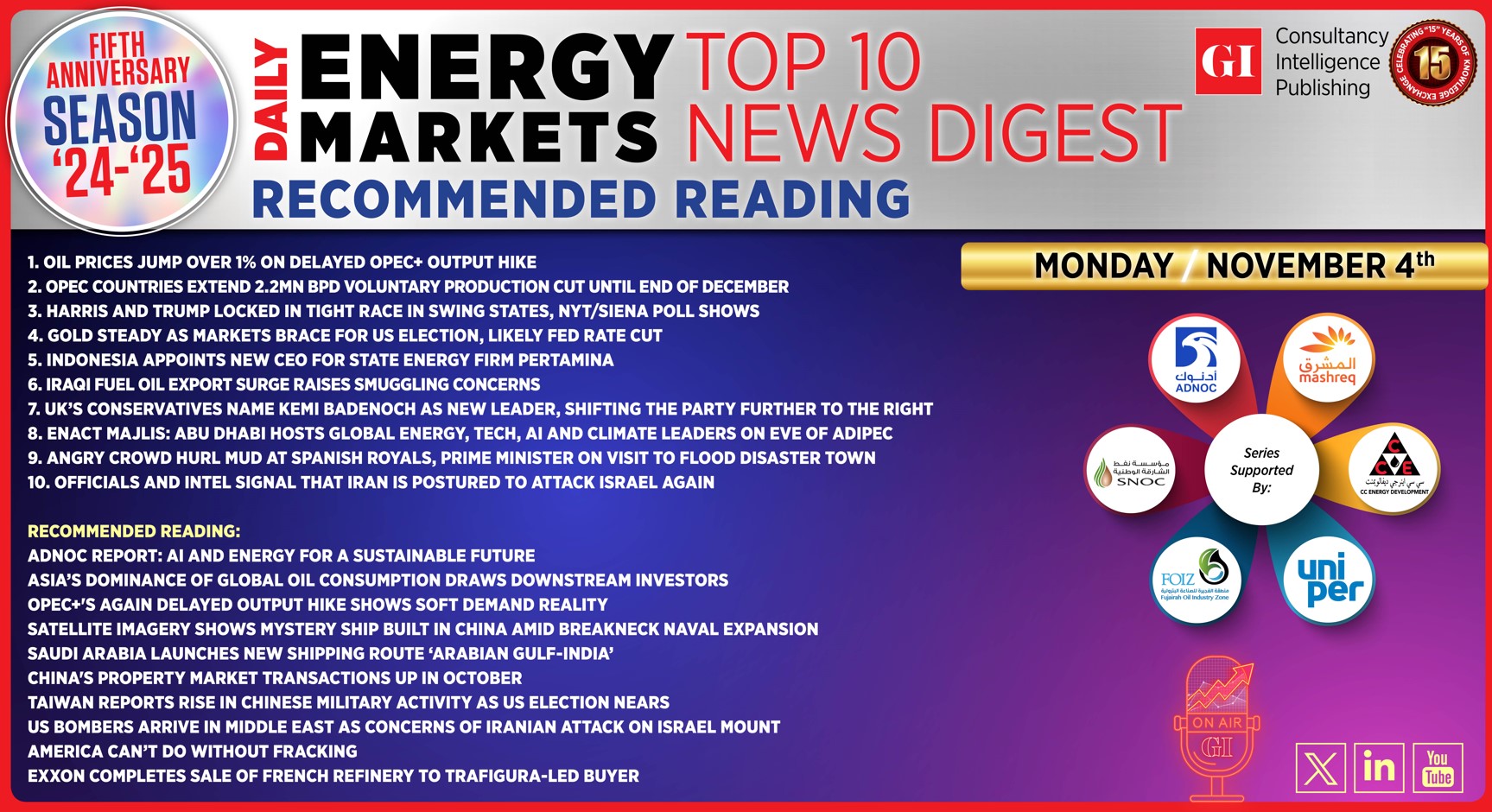 Top 10 - Daily Energy Markets News Digest: November 4, 2024