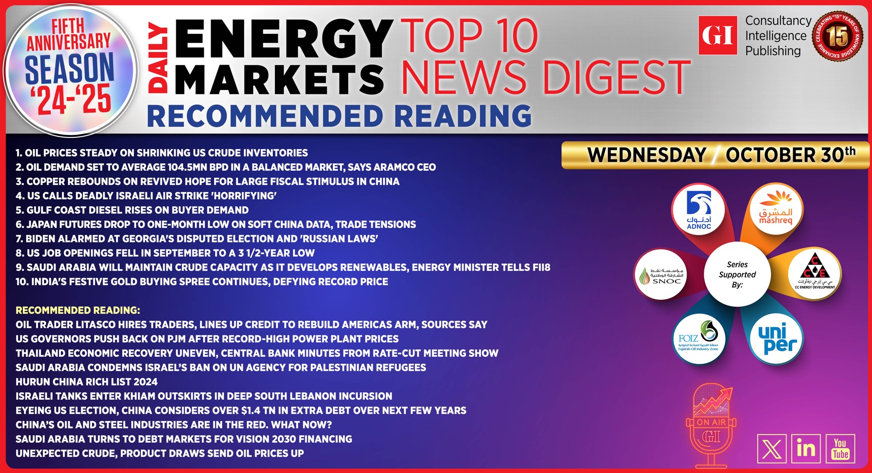 Top 10 - Daily Energy Markets News Digest: October 30, 2024