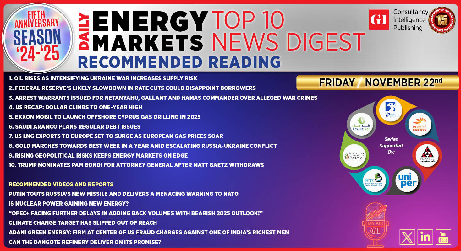Top 10 - Daily Energy Markets News Digest: November 22, 2024