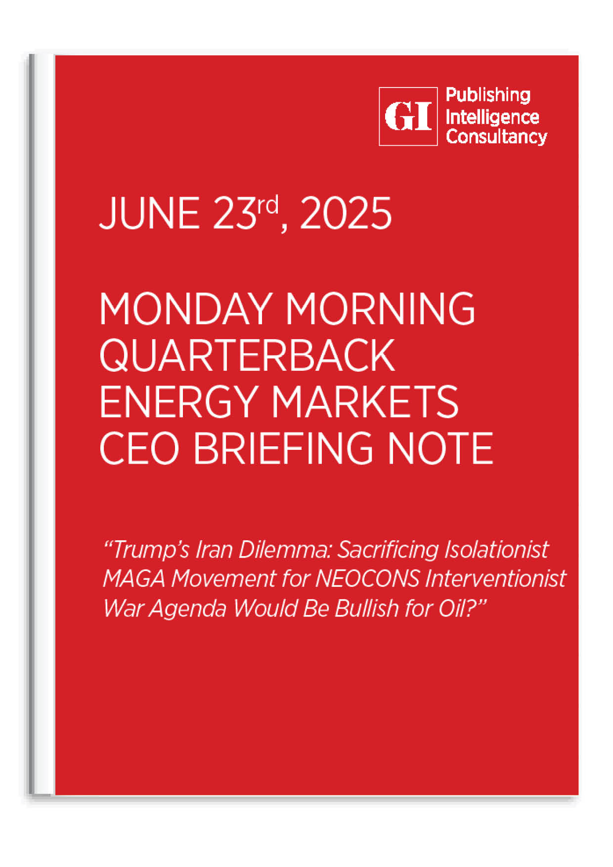 MONDAY MORNING QUARTERBACK - CEO ENERGY MARKETS B