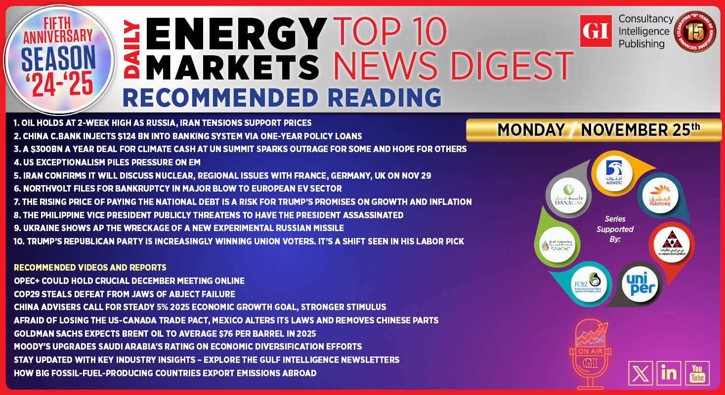 Top 10 - Daily Energy Markets News Digest: November 25, 2024