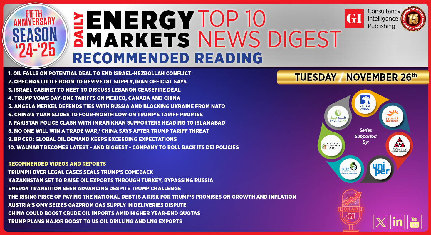 Top 10 - Daily Energy Markets News Digest: November 26, 2024