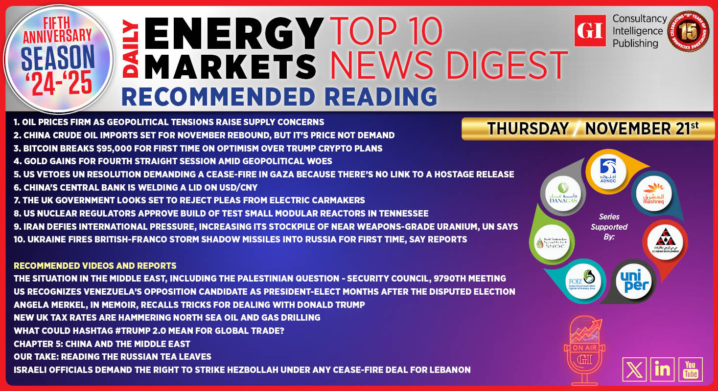 Top 10 - Daily Energy Markets News Digest: November 21, 2024