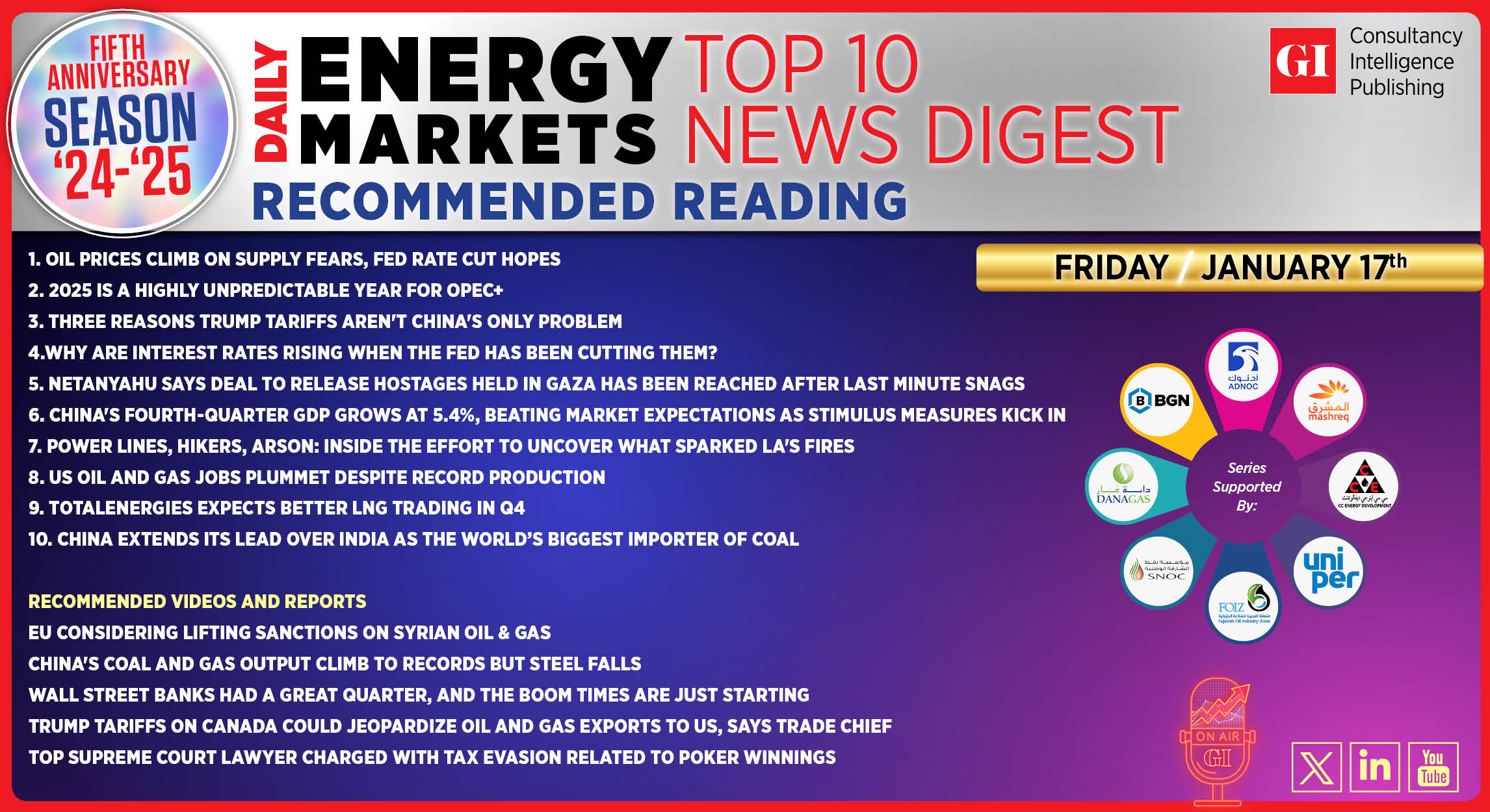 Top 10 - Daily Energy Markets News Digest: January 17, 2024