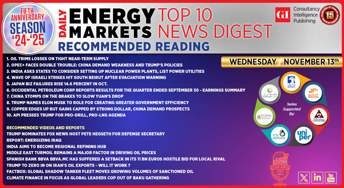 Top 10 - Daily Energy Markets News Digest: November 13, 2024