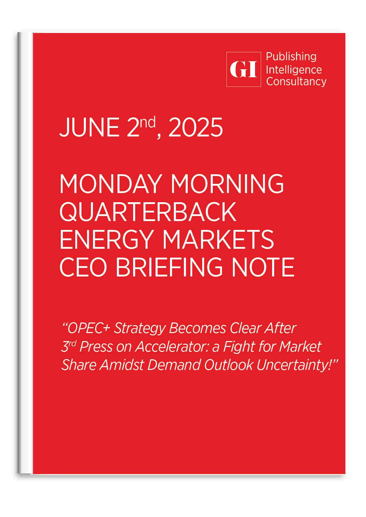 MONDAY MORNING QUARTERBACK - CEO ENERGY MARKETS B