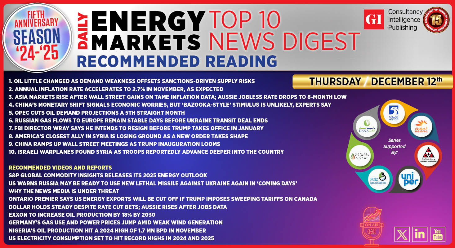 Top 10 - Daily Energy Markets News Digest: December 12, 2024