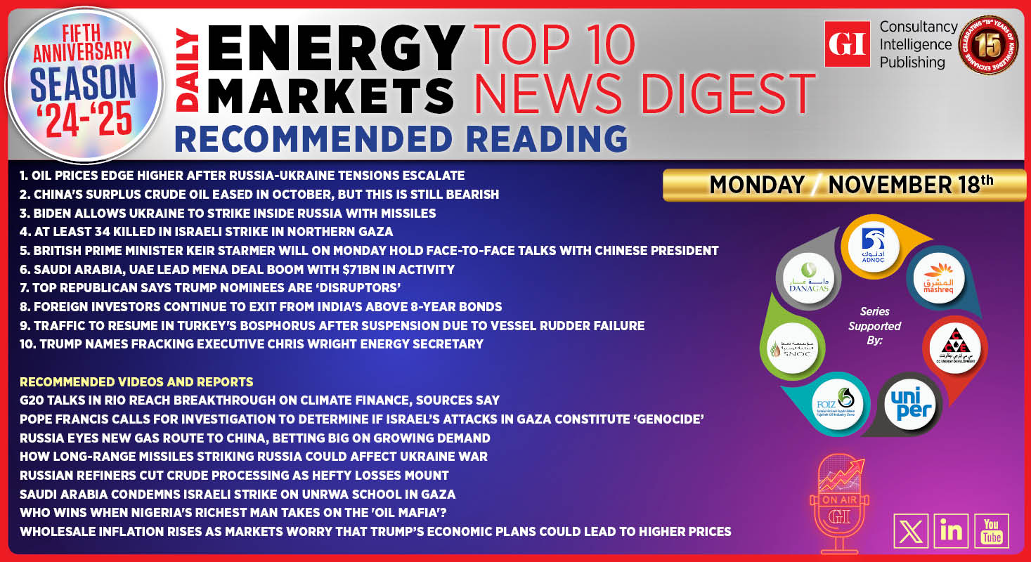 Top 10 - Daily Energy Markets News Digest: November 18, 2024